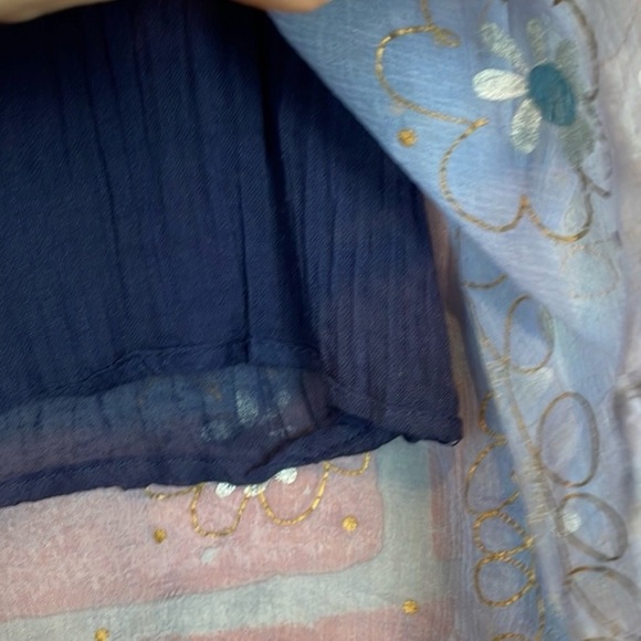 Vintage 90’s Y2K Kathmandu Blue Sheer Floral Print Blouse XS/S - Picture 5 of 7